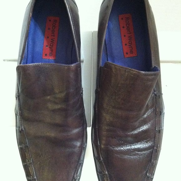 ROBERT WAYNE MENS  DARK BROWN LEATHER SLIP-ON DRESS SHOES SIZE: 9.5M main image 6